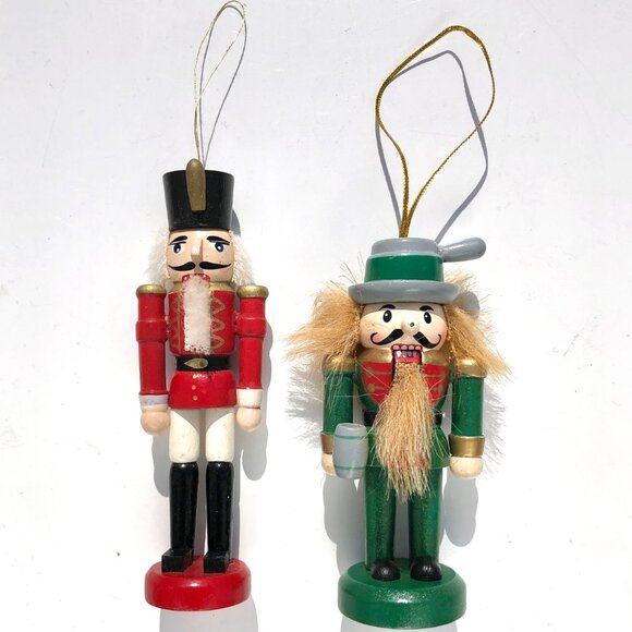 wooden nutcracker Christmas ornament lot 2 soldier and German beer mouth opens - Picture 3 of 13